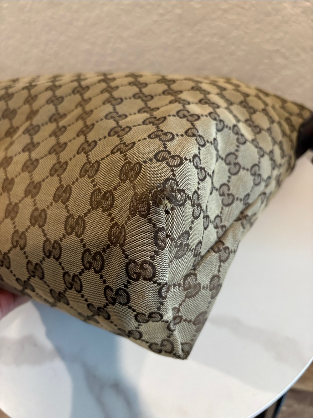 Gucci Beige Brown GG Canvas Shoulder Bag with Sherry Line - Picture 3 of 16